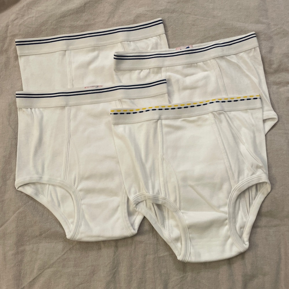 Tiger Briefs Men 32-34 White 4 Pack Cotton Striped Waistband Vintage NEW